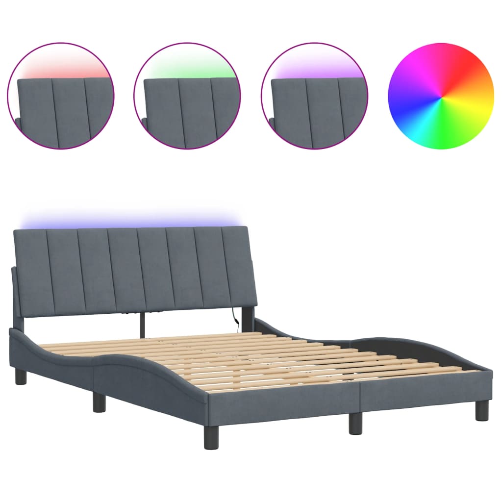 Giroletto con LED senza Materasso Hanko Grigio Scuro 120x200 cm