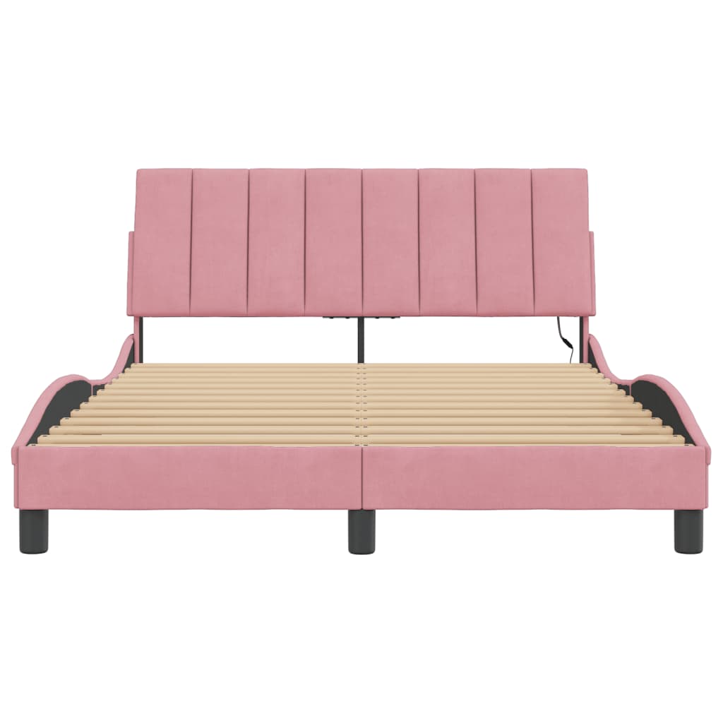 Giroletto con LED senza Materasso Hanko Rosa 120x200 cm Velluto