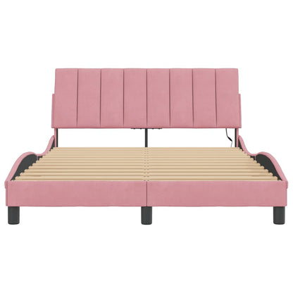 Giroletto con LED senza Materasso Hanko Rosa 120x200 cm Velluto