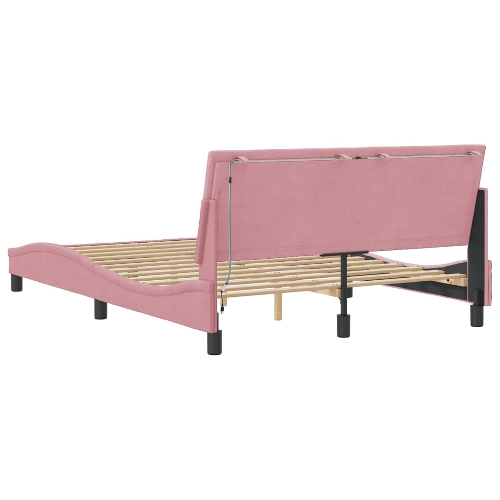 Giroletto con LED senza Materasso Hanko Rosa 120x200 cm Velluto