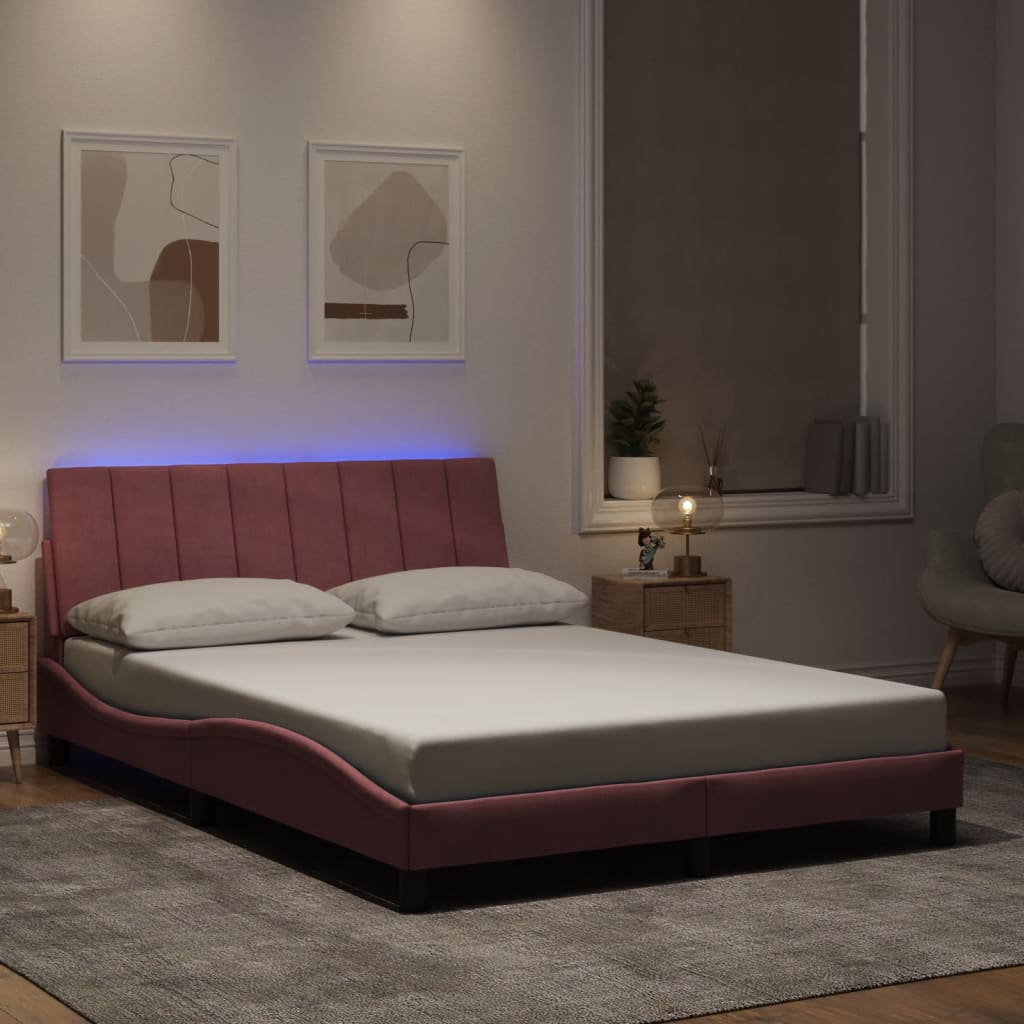 Giroletto con LED senza Materasso Hanko Rosa 120x200 cm in Velluto | homemem39