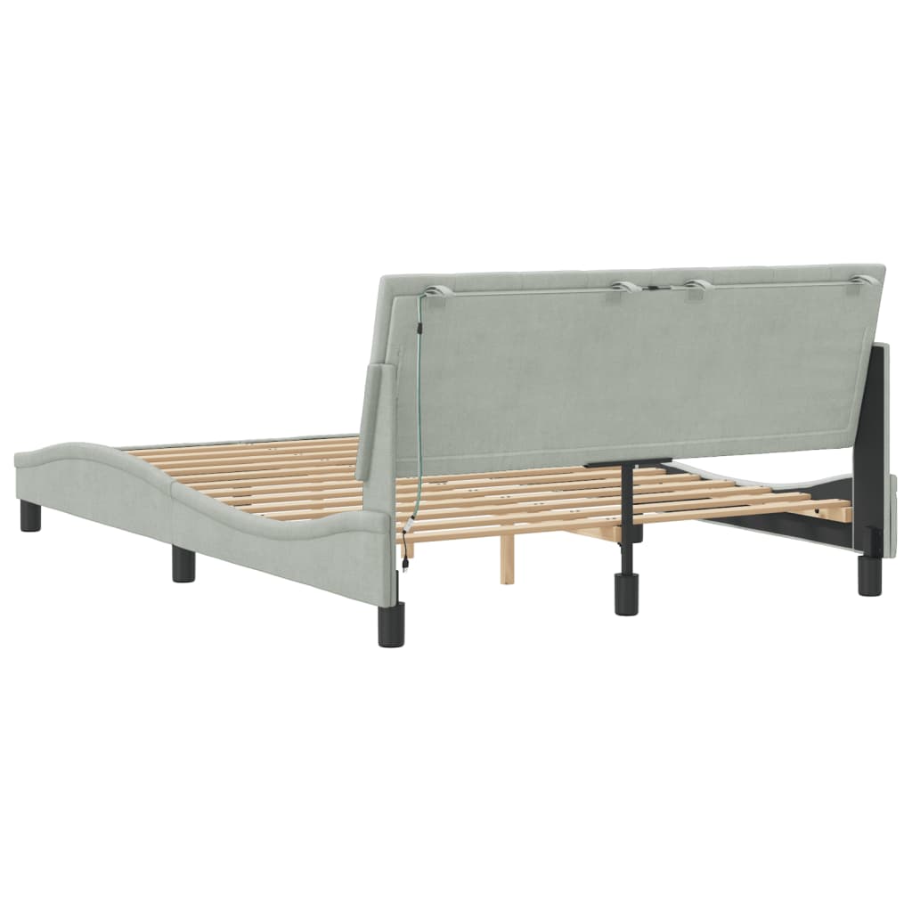 Giroletto con LED senza Materasso Hanko Grigio Chiaro 140x190cm