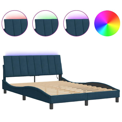 Giroletto con LED senza Materasso Hanko Blu 140x190 cm Velluto