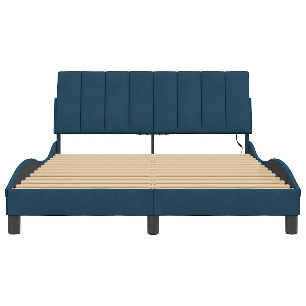 Giroletto con LED senza Materasso Hanko Blu 140x190 cm in Velluto | homemem39