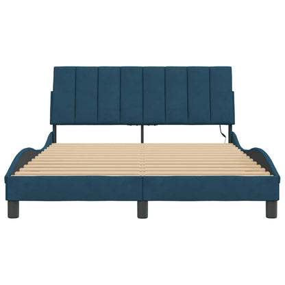 Giroletto con LED senza Materasso Hanko Blu 140x190 cm Velluto
