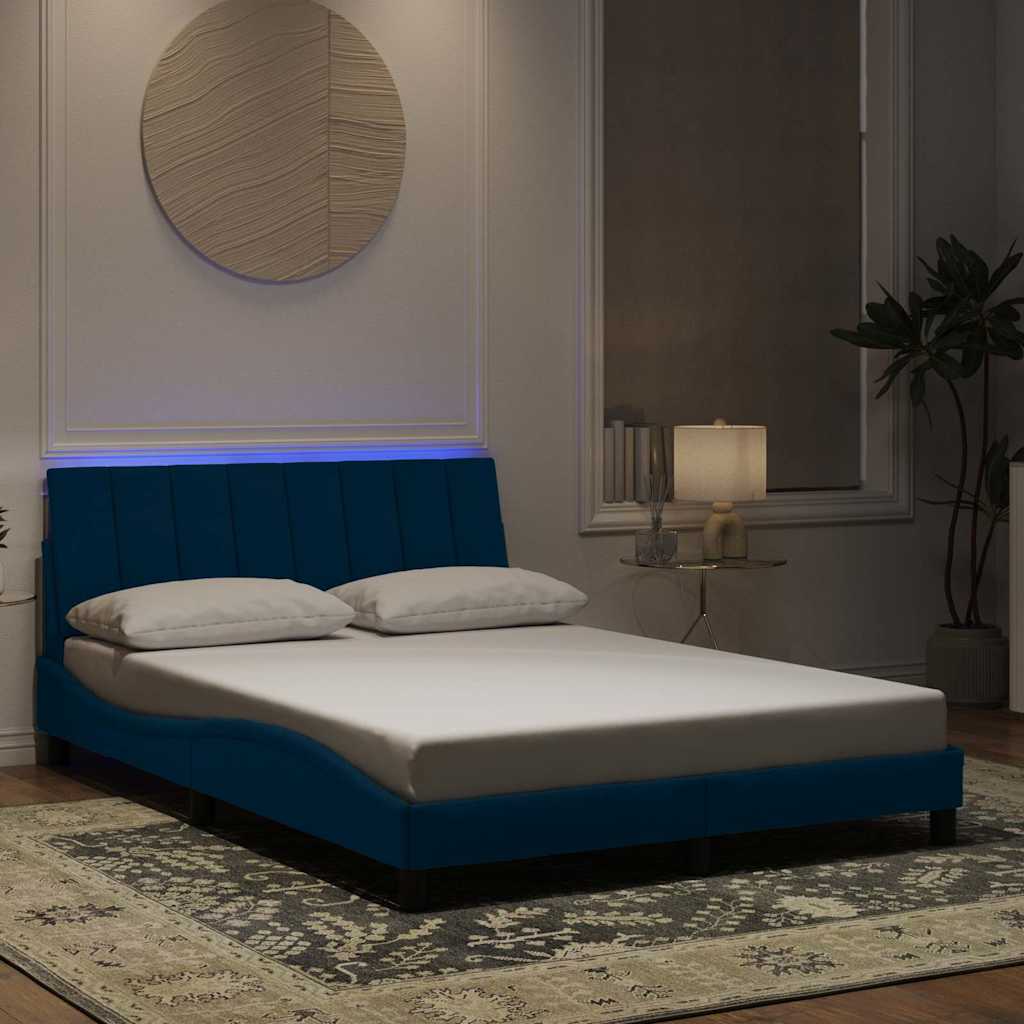 Giroletto con LED senza Materasso Hanko Blu 140x190 cm Velluto