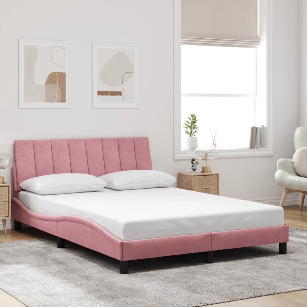 Giroletto con LED senza Materasso Hanko Rosa 140x190 cm Velluto