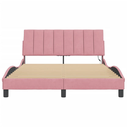 Giroletto con LED senza Materasso Hanko Rosa 140x190 cm Velluto
