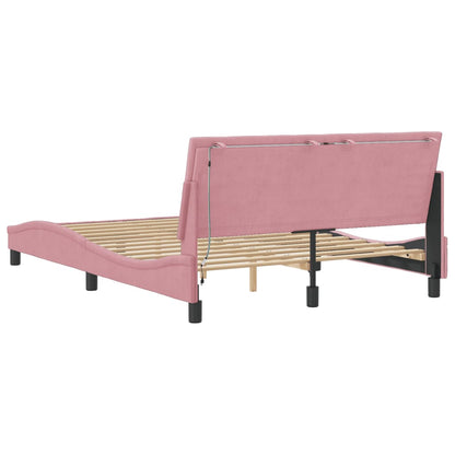 Giroletto con LED senza Materasso Hanko Rosa 140x190 cm Velluto