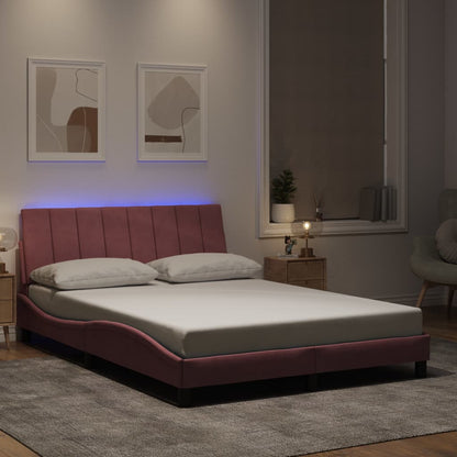 Giroletto con LED senza Materasso Hanko Rosa 140x190 cm Velluto