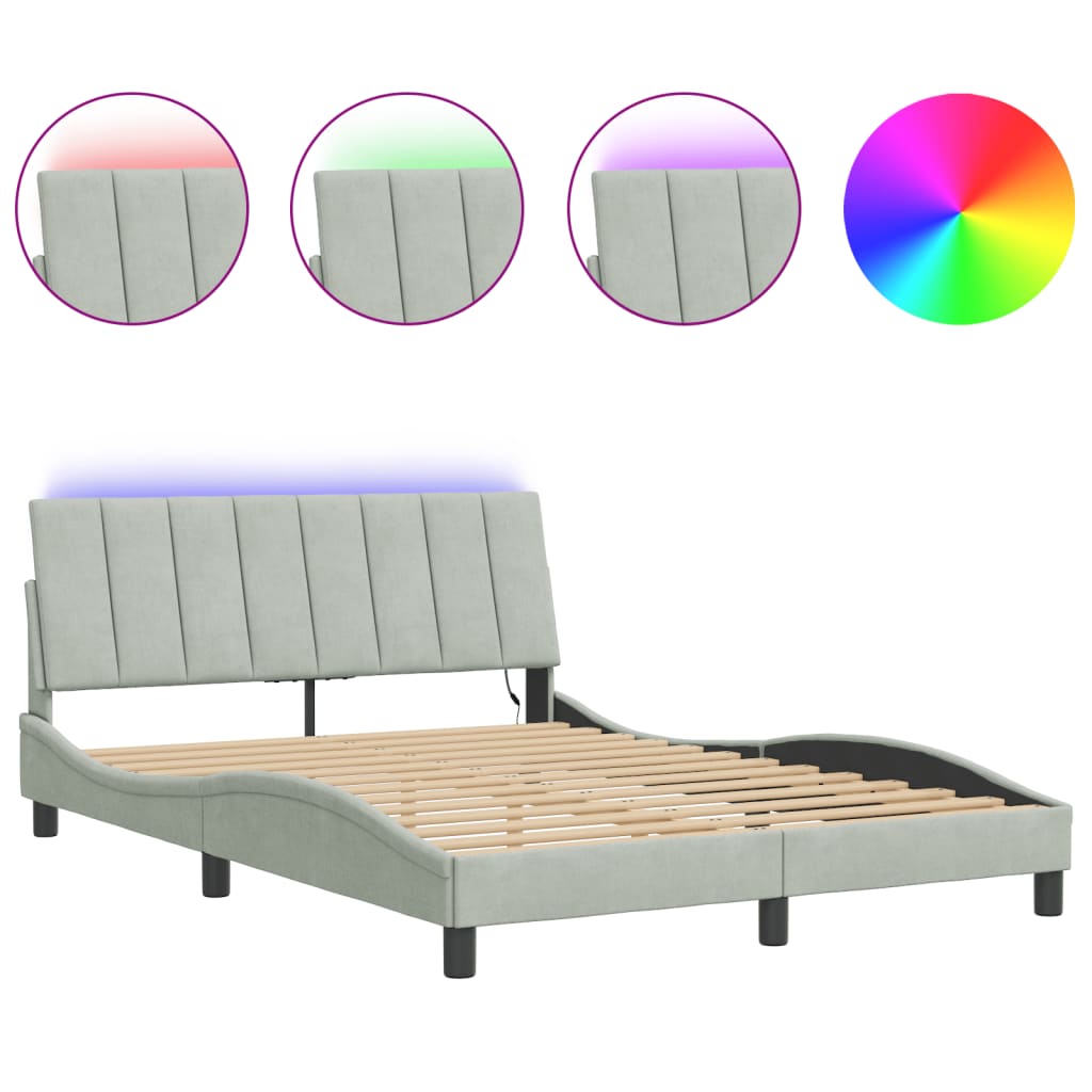 Giroletto con LED senza Materasso Hanko Grigio Chiaro 140x200cm
