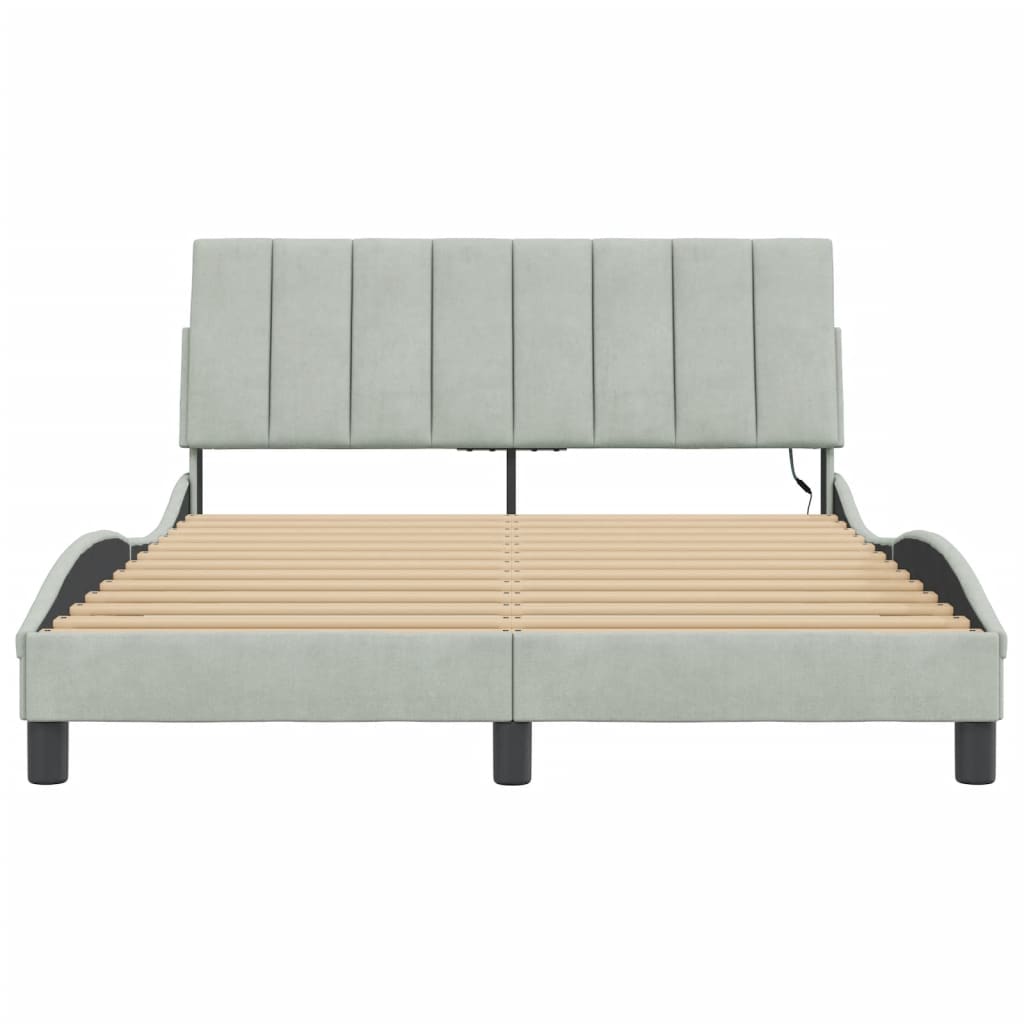 Giroletto con LED senza Materasso Hanko Grigio Chiaro 140x200cm
