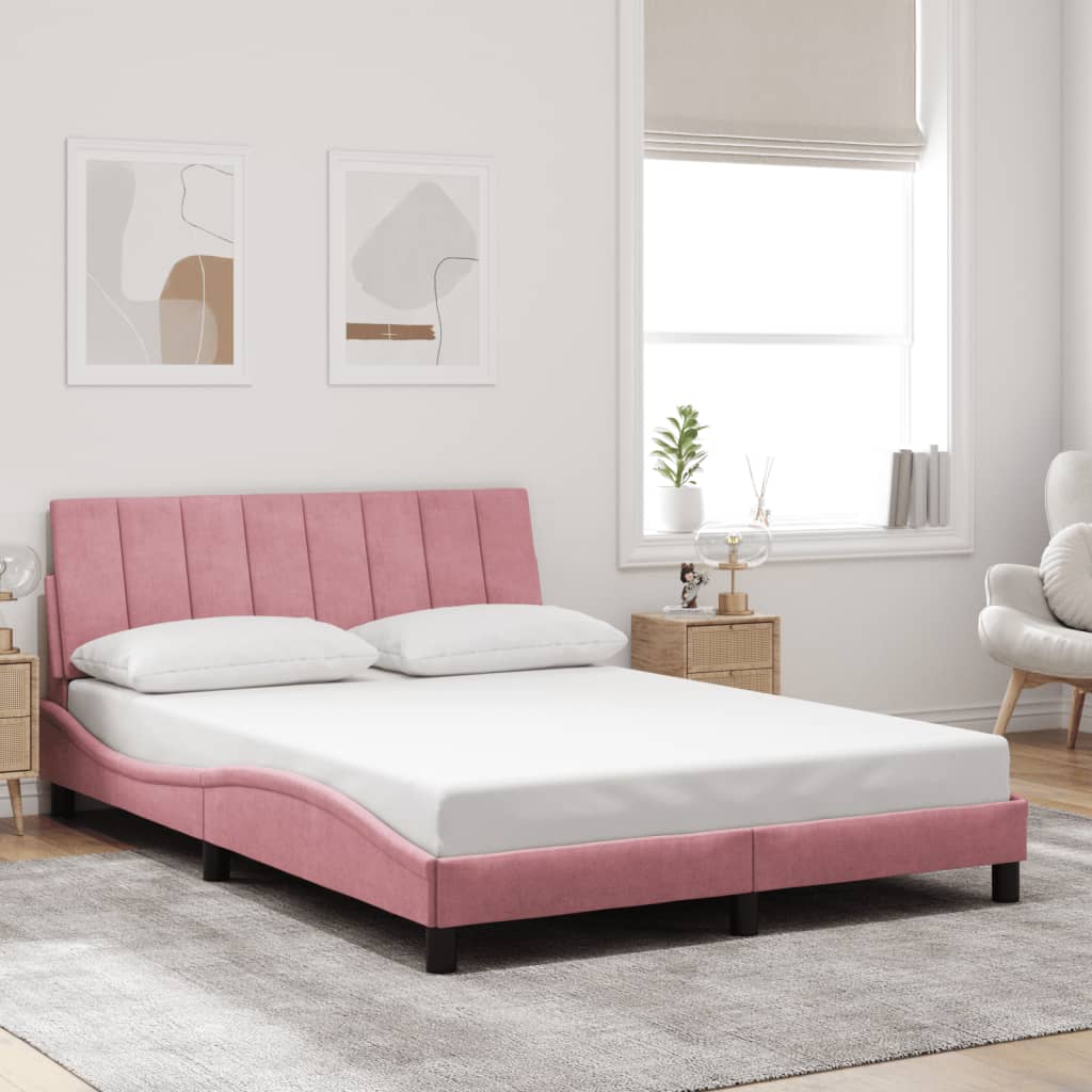 Giroletto con LED senza Materasso Hanko Rosa 140x200 cm Velluto | homemem39