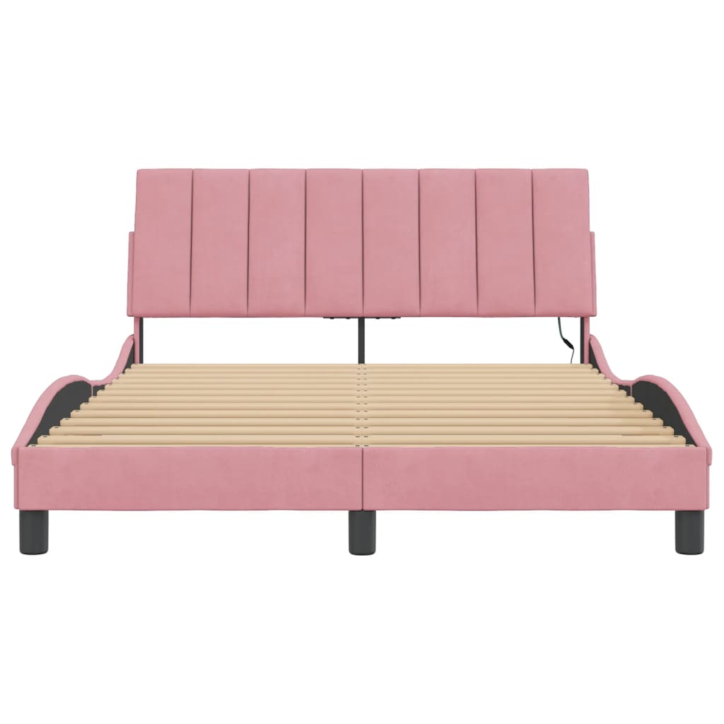 Giroletto con LED senza Materasso Hanko Rosa 140x200 cm in Velluto | homemem39