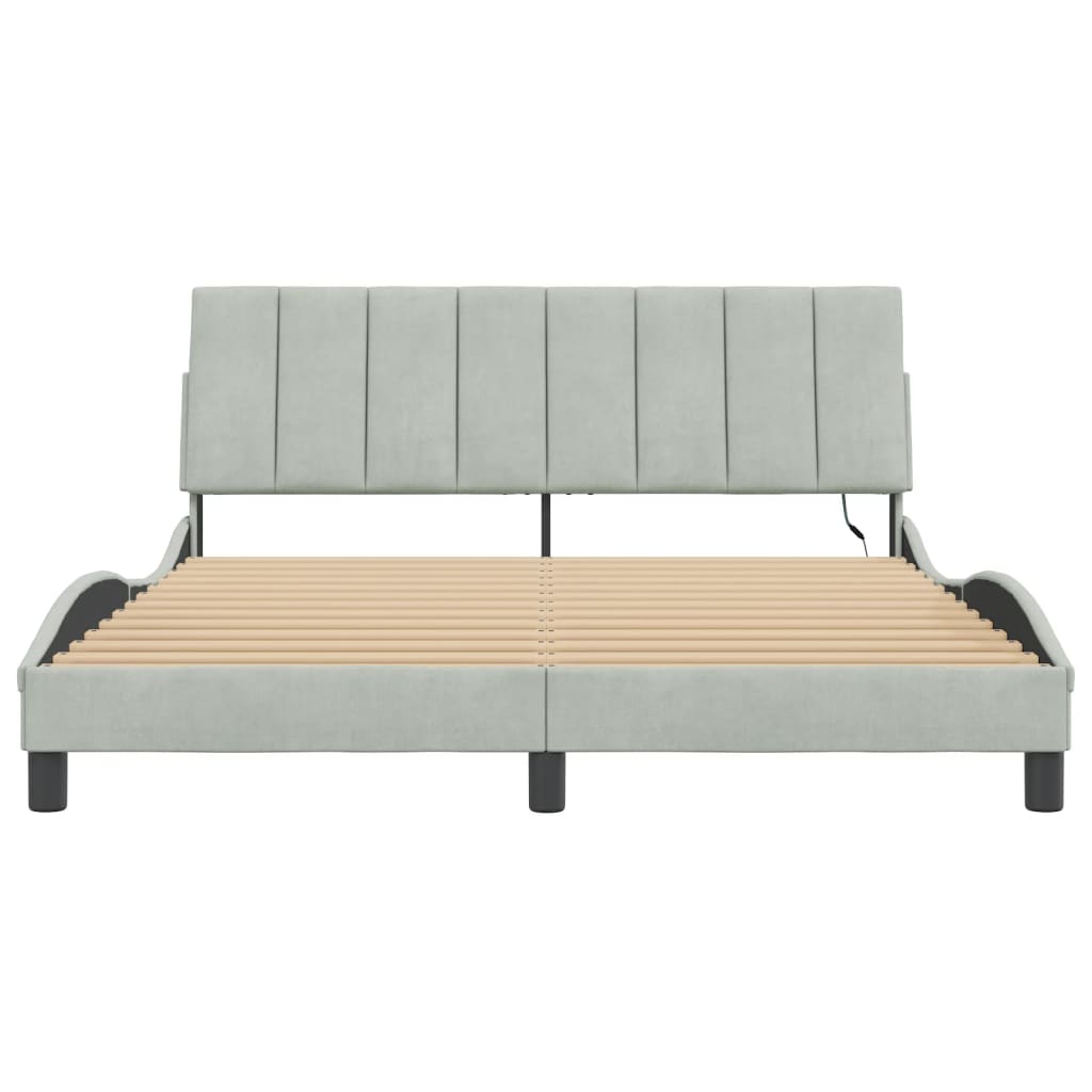 Giroletto con LED senza Materasso Hanko Grigio Chiaro 160x200cm
