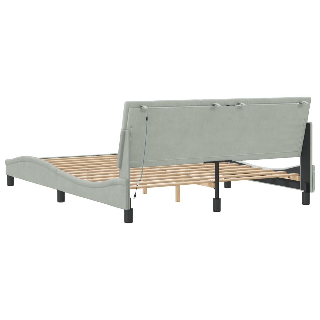 Giroletto con LED senza Materasso Hanko Grigio Chiaro 160x200cm
