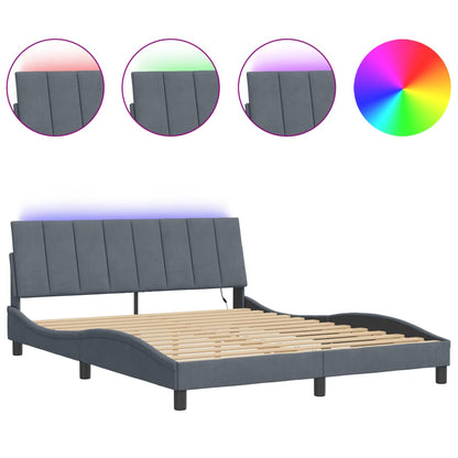 Giroletto con LED senza Materasso Hanko Grigio Scuro 160x200 cm