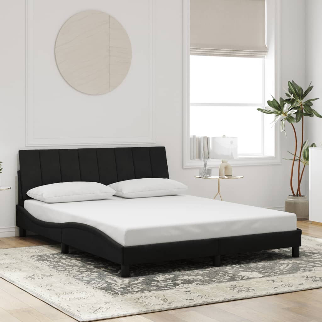 Giroletto con LED senza Materasso Hanko Nero 160x200 cm Velluto