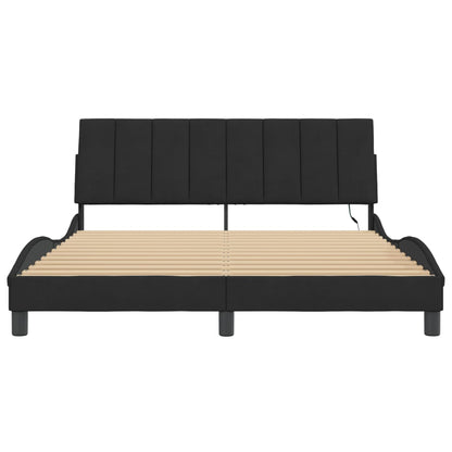 Giroletto con LED senza Materasso Hanko Nero 160x200 cm Velluto