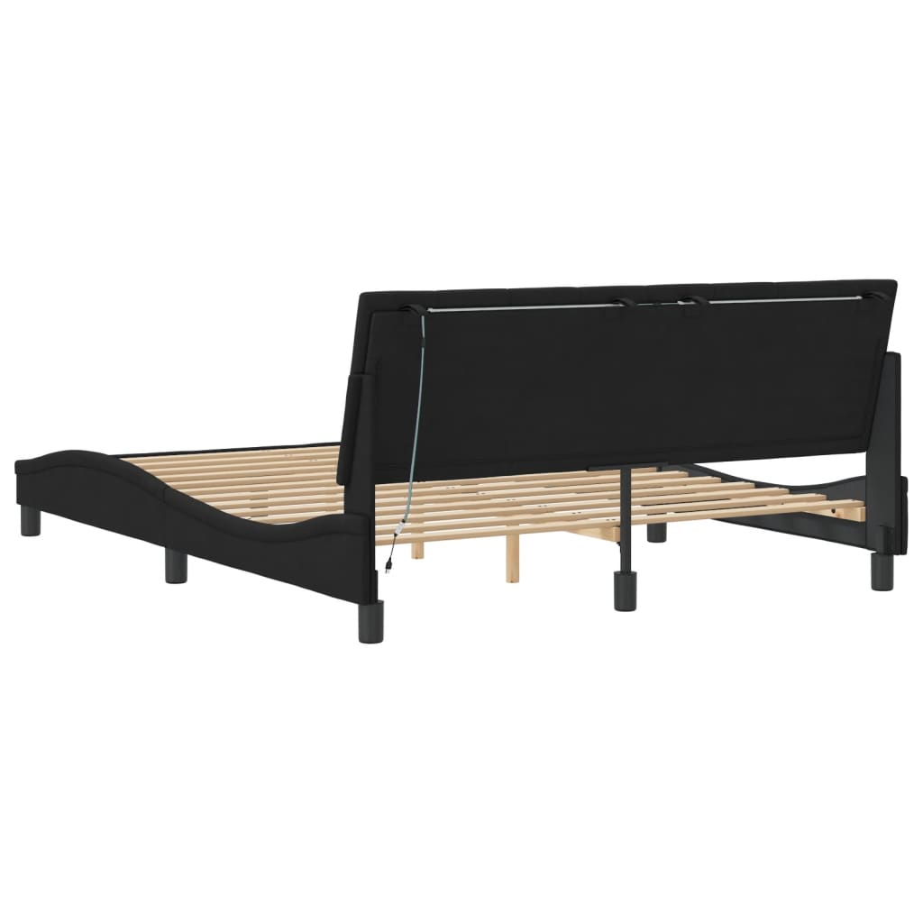 Giroletto con LED senza Materasso Hanko Nero 160x200 cm Velluto