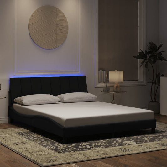 Giroletto con LED senza Materasso Hanko Nero 160x200 cm Velluto