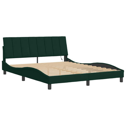 Giroletto con LED senza Materasso Hanko Verde Scuro 160x200 cm in Velluto | homemem39