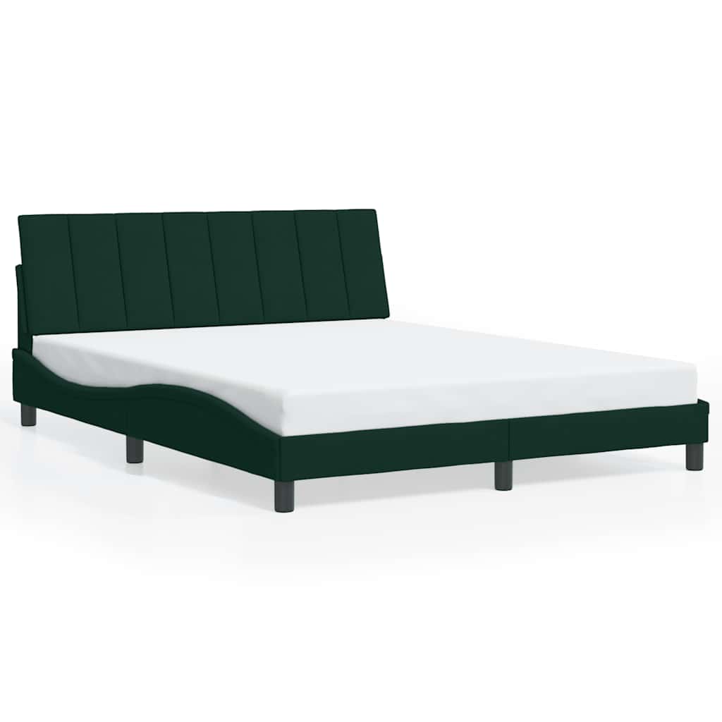 Giroletto con LED senza Materasso Hanko Verde Scuro 160x200 cm in Velluto | homemem39