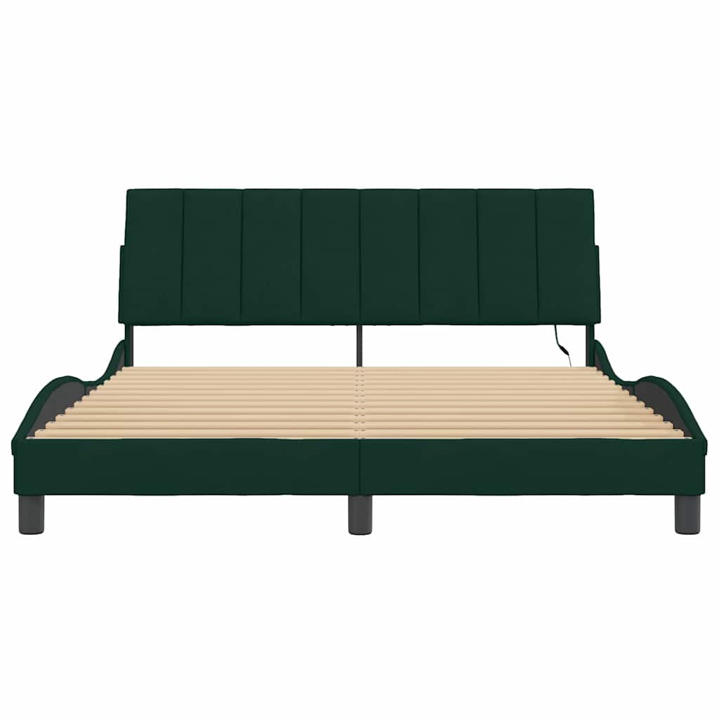 Giroletto con LED senza Materasso Hanko Verde Scuro 160x200 cm