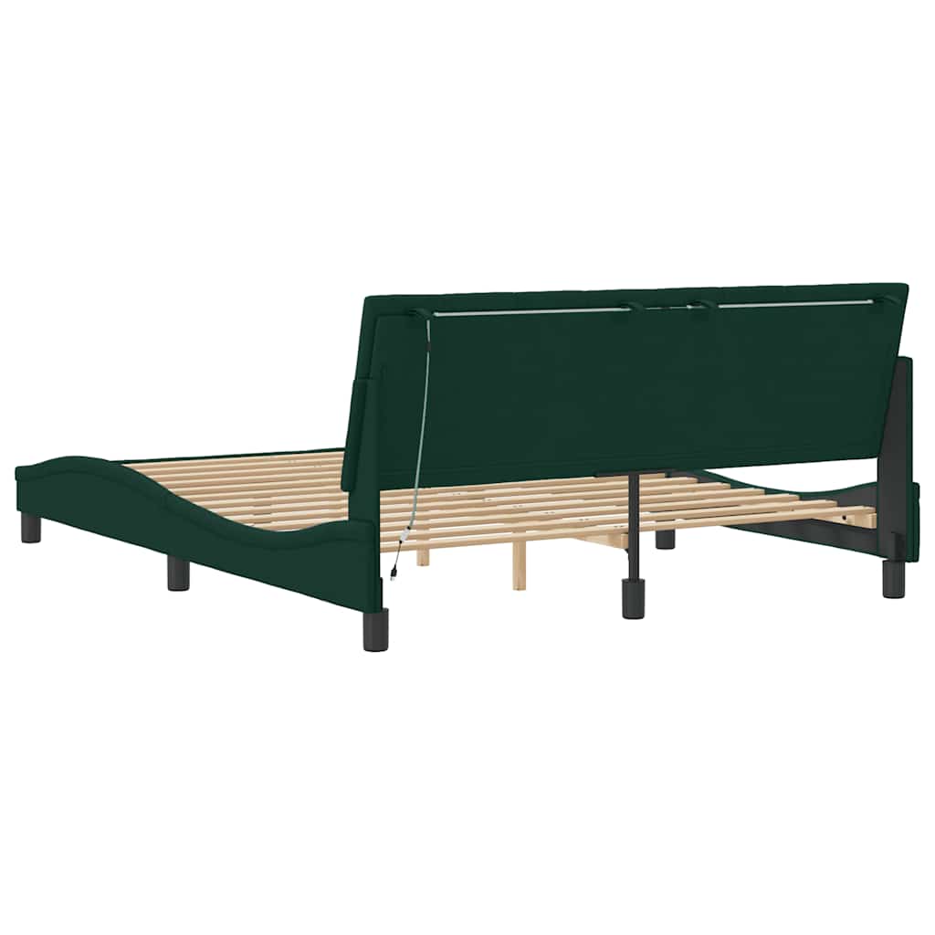 Giroletto con LED senza Materasso Hanko Verde Scuro 160x200 cm