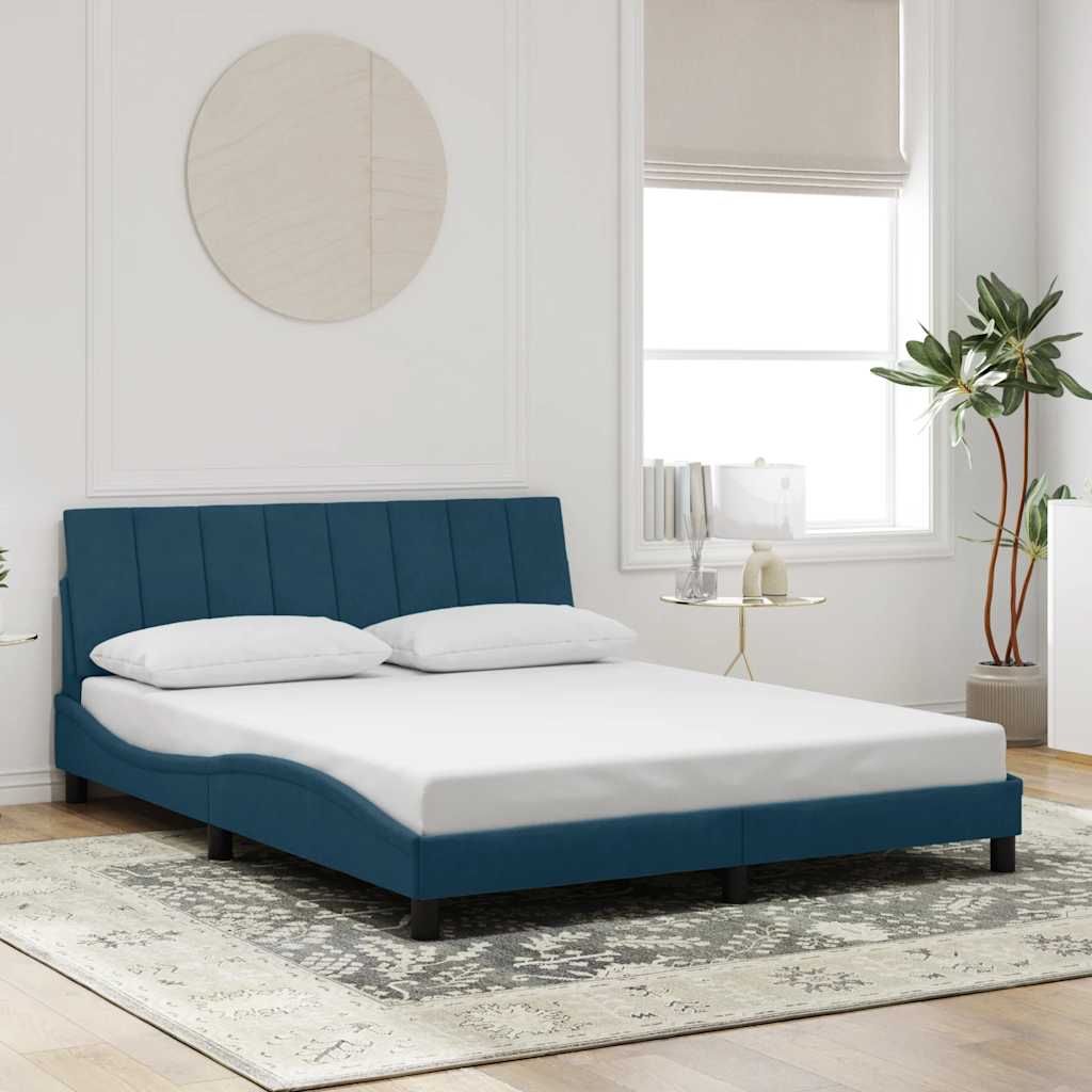 Giroletto con LED senza Materasso Hanko Blu 160x200 cm Velluto