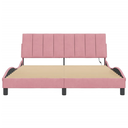 Giroletto con LED senza Materasso Hanko Rosa 160x200 cm in Velluto - homemem39