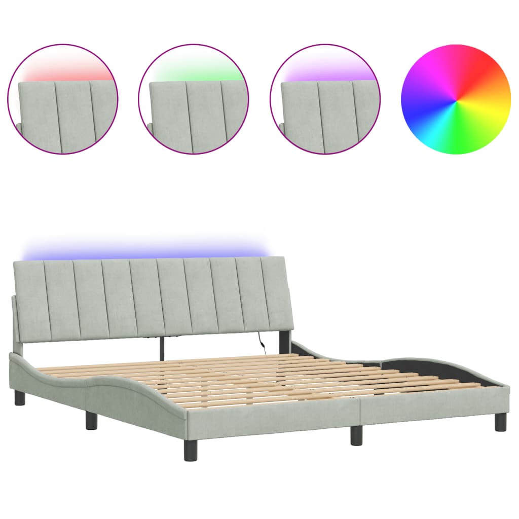 Giroletto con LED senza Materasso Hanko Grigio Chiaro 180x200cm