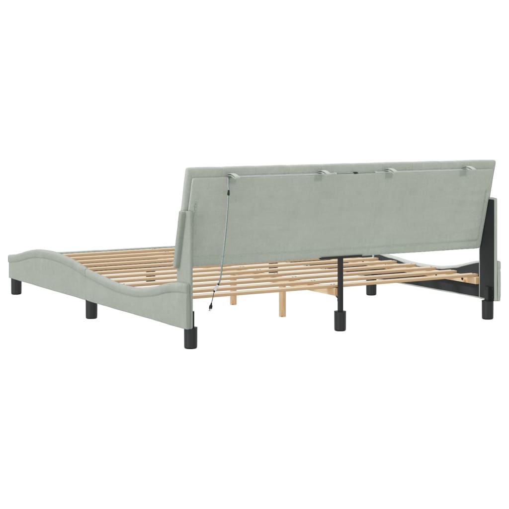 Giroletto con LED senza Materasso Hanko Grigio Chiaro 180x200cm