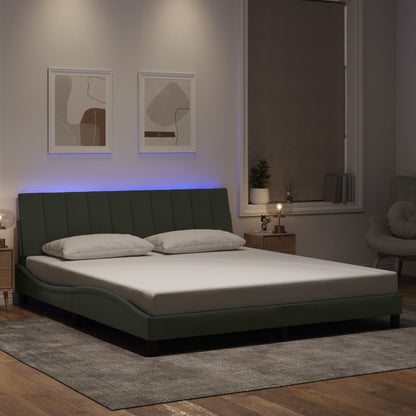 Giroletto con LED senza Materasso Hanko Grigio Chiaro 180x200 cm in Velluto - homemem39