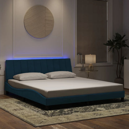 Giroletto con LED senza Materasso Hanko Blu 180x200 cm in Velluto - homemem39