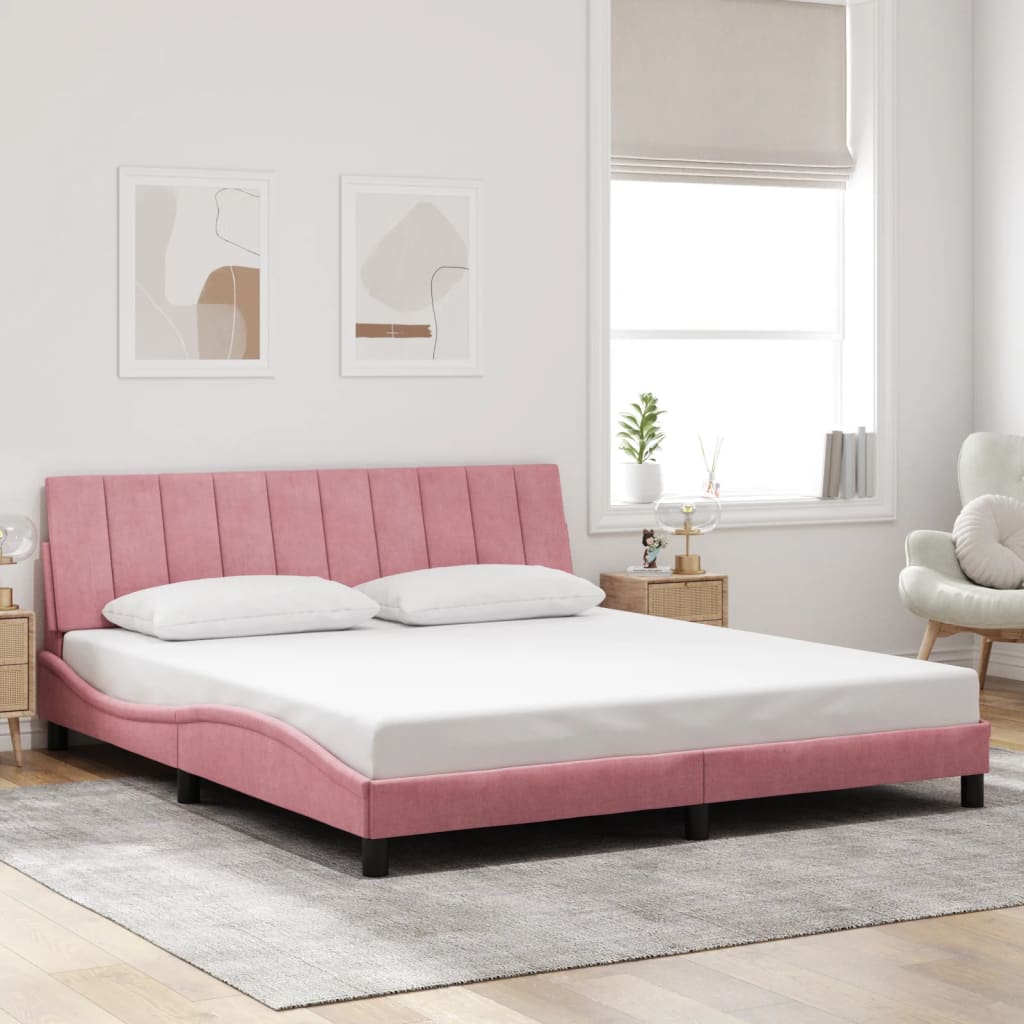 Giroletto con LED senza Materasso Hanko Rosa 180x200 cm Velluto