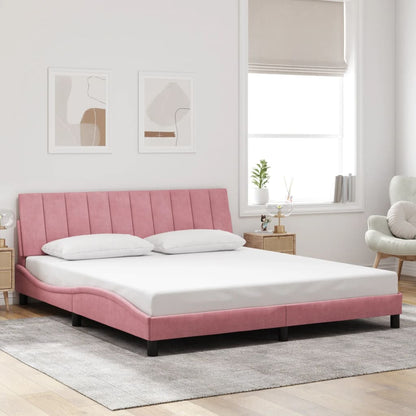 Giroletto con LED senza Materasso Hanko Rosa 180x200 cm Velluto