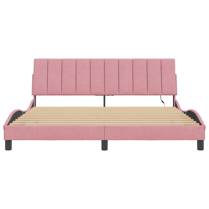 Giroletto con LED senza Materasso Hanko Rosa 180x200 cm Velluto