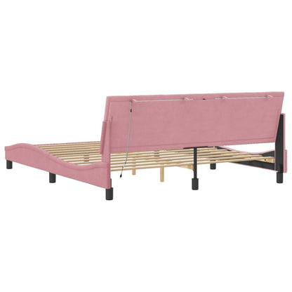 Giroletto con LED senza Materasso Hanko Rosa 180x200 cm Velluto