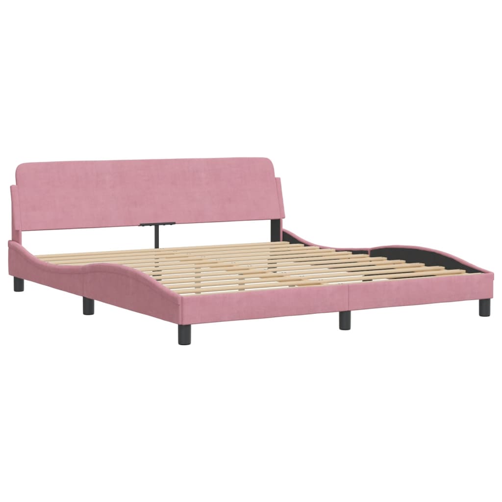 Giroletto con LED senza Materasso Hanko Rosa 180x200 cm Velluto