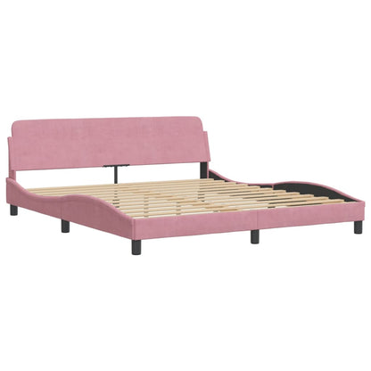 Giroletto con LED senza Materasso Hanko Rosa 180x200 cm Velluto