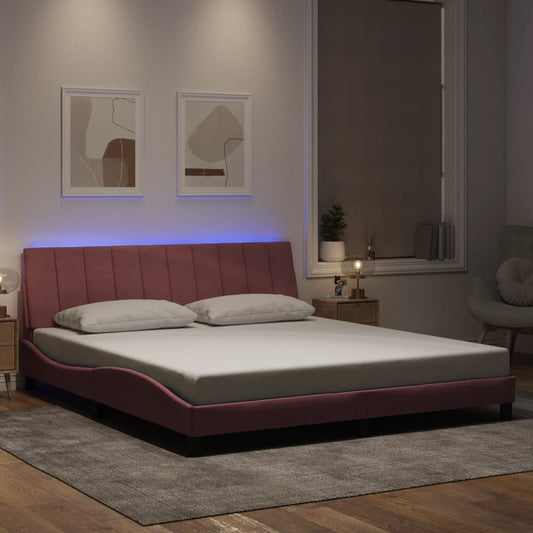 Giroletto con LED senza Materasso Hanko Rosa 180x200 cm Velluto