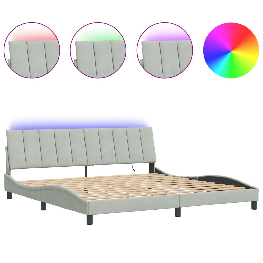 Giroletto con LED senza Materasso Hanko Grigio Chiaro 200x200cm