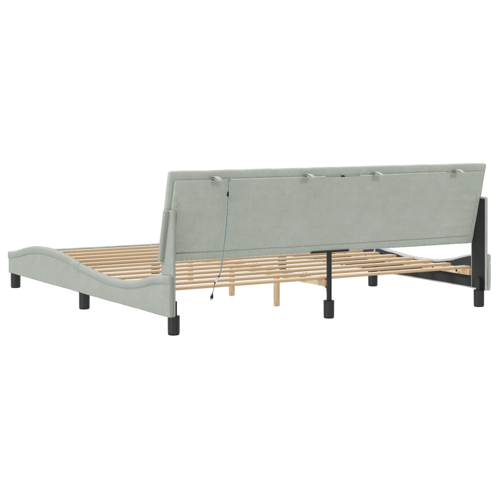 Giroletto con LED senza Materasso Hanko Grigio Chiaro 200x200cm