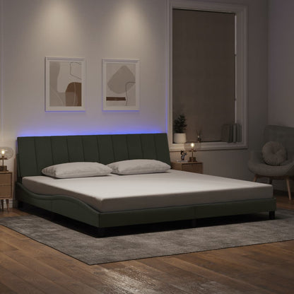 Giroletto con LED senza Materasso Hanko Grigio Chiaro 200x200 cm in Velluto