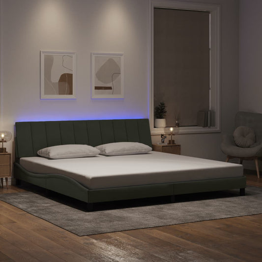Giroletto con LED senza Materasso Hanko Grigio Chiaro 200x200 cm in Velluto