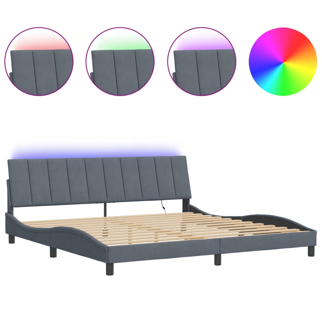 Giroletto con LED senza Materasso Hanko Grigio Scuro 200x200 cm