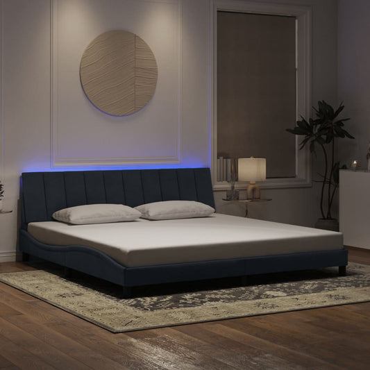 Giroletto con LED senza Materasso Hanko Grigio Scuro 200x200 cm in Velluto - homemem39