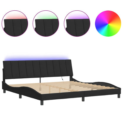 Giroletto con LED senza Materasso Hanko Nero 200x200 cm Velluto