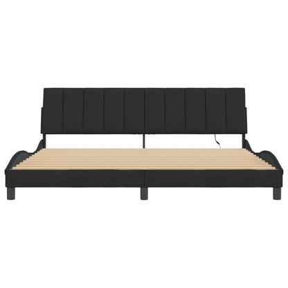 Giroletto con LED senza Materasso Hanko Nero 200x200 cm in Velluto - homemem39